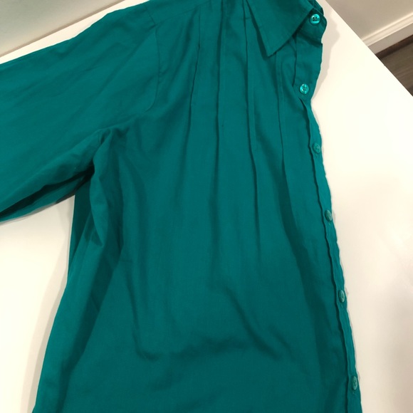 Women’s green Collection Etc pleated long sleeve button down shirt size XL - Picture 3 of 4